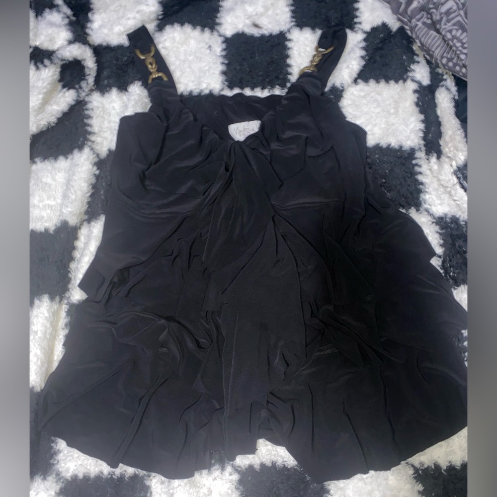 Black Ruched Cut Out Tank Top a